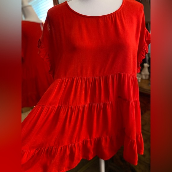 🎉SALE🎉Jodifl Red Ruffled Women's Top - Picture 4 of 8